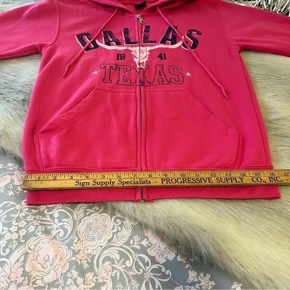 DALLAS TEXAS Hot Pink Zip Up Kangaroo Pocket Long sleeve Hoodie Sweatshirt S - Picture 8 of 10